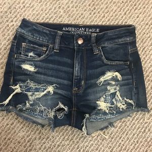 AE denim destroyed shorts